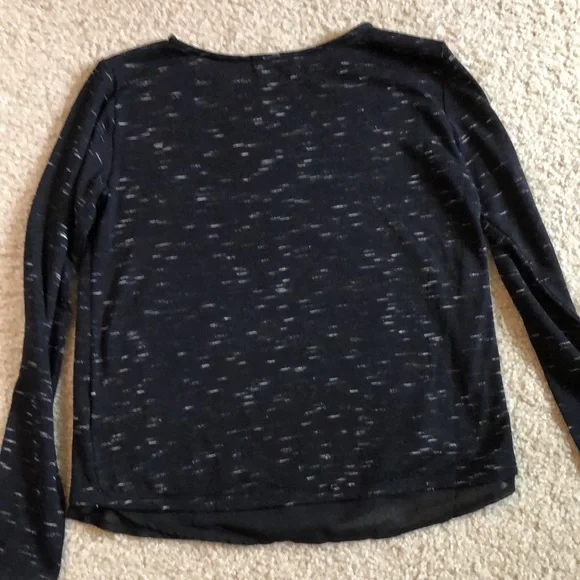 H&M black tweed top with silver diamonds and sheer trim at hem - Picture 5 of 5